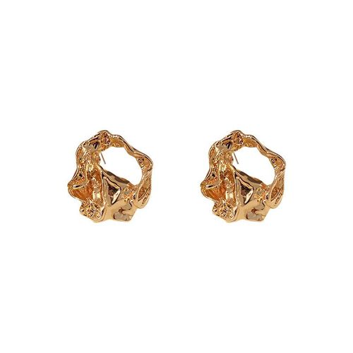 1 Paire De Boucles D'oreilles Ajourées En Argent 925 Avec Aiguilles Irrégulières, Boucles D'oreilles Tendance En Or Pour Femmes