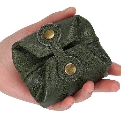 Petit porte-monnaie en cuir - Petit porte-monnaie vert vintage - Cuir -1