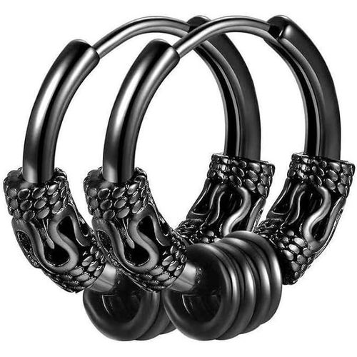 Boucles D'oreilles Médicales (Noires), Boucles D'oreilles Vintage En Acier Inoxydable Perforées Pour Cartilage, Clous D'oreilles Adaptés Aux Hommes Et Aux Femmes, Boucles D'oreilles Punk Hip-Hop