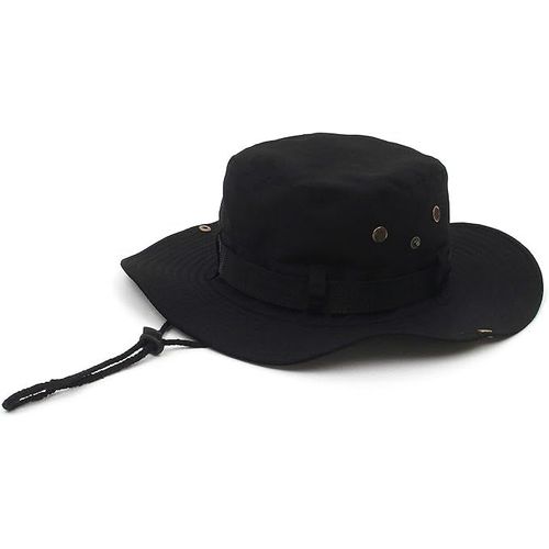 Chapeau De Soleil Pour Homme, Style Seau D'été, Style Pêcheur, Style Militaire, Loisirs En Plein Air, En Toile, Noir