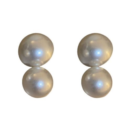 1 Paire De Boucles D'oreilles Simples En Argent Avec De Grandes Perles, Design Tendance, Personnalité, Bijoux Pour Femmes