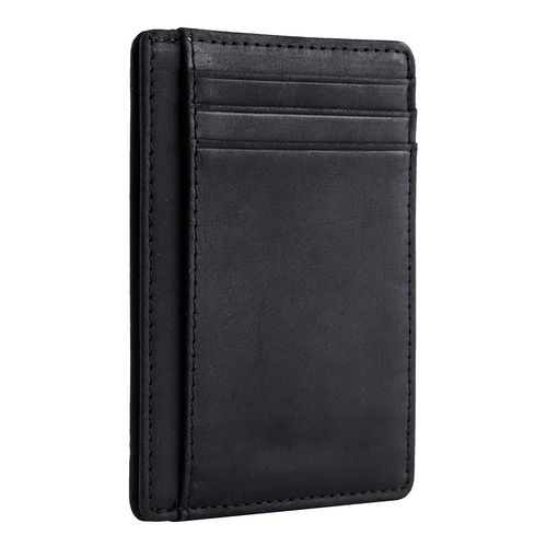 Portefeuille pour homme (noir) avec blocage RFID et compartiment zippé pour pièces de monnaie et coffret cadeau - Porte-cartes ultra fin - Porte-monnaie minimaliste pour homme