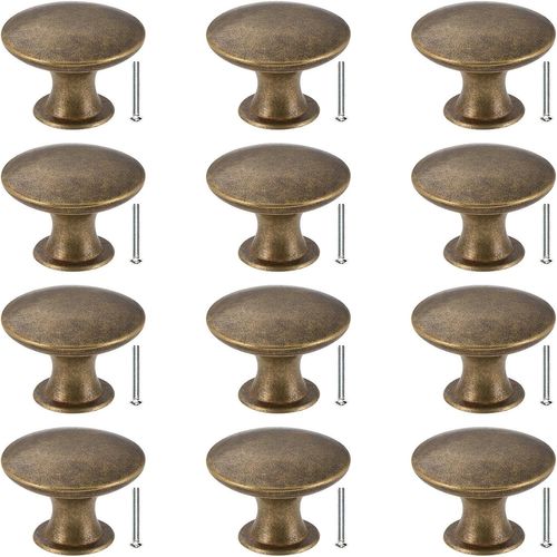 Lot de 12 boutons de porte et tiroirs en laiton vintage de 30 mm pour placards de cuisine