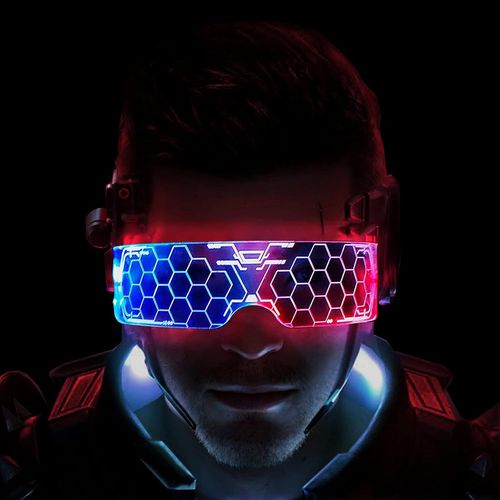 Lunettes Lumineuses À Led, Lunettes À Visière À Led, Lunettes Électroniques Futuristes V