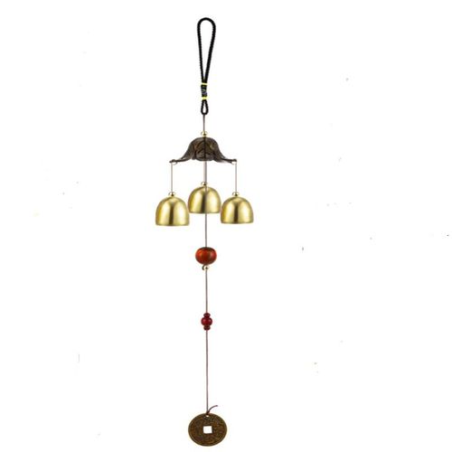 Carillon éolien porte-bonheur Feng Shui à 3 cloches avec crochet en S pour porte-bonheur, décoration suspendue pour la maison ou le jardin, cadeau