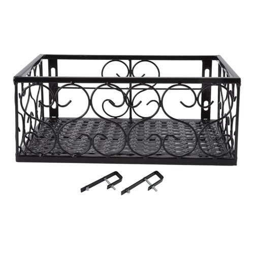 Support de pot de fleurs pour balcon, etagere decorative en fer epais avec fixations pour rebord de fenetre, compatible avec les balustrades de 2,5 cm/1 po