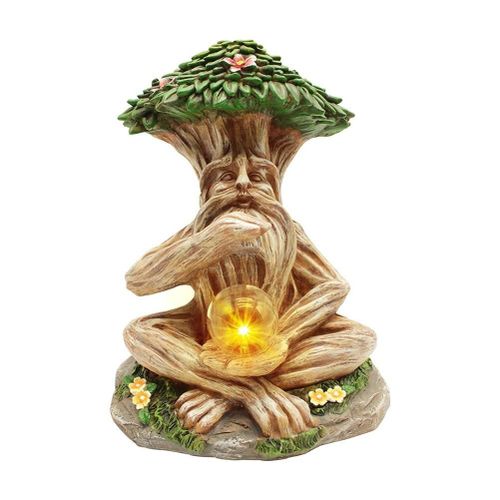 Statue D'arbre De Jardin Solaire En Resine Avec Lumiere Solaire, Decoration Pour Patio, Cour, Pelouse, Porche, Type 1