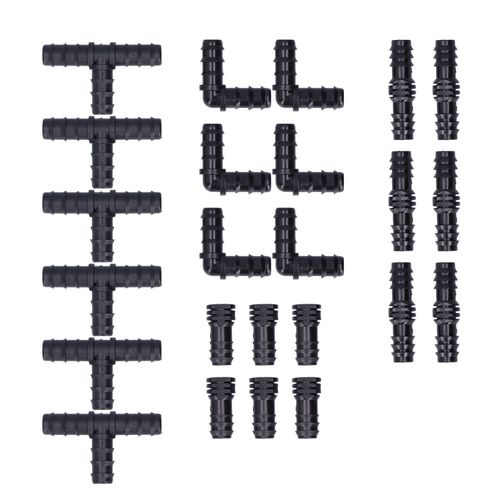 Kit de 24 raccords d'irrigation goutte a goutte, connecteurs canneles pour tubes 1/2"" pour serre de jardin