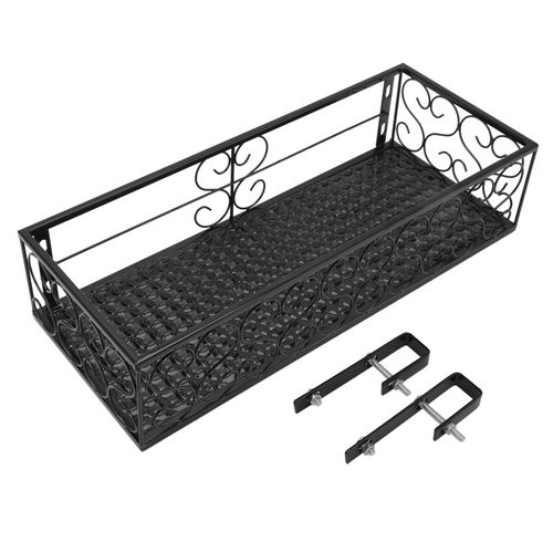 Support de fleurs pour balcon, support de pot de fleurs suspendu, cloture en fer forge, rebord de fenetre interieur, etagere pour plantes succulentes, convient aux balustrades de 2,5 cm