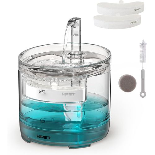 Asas-Fontaine À Eau Pour Chat ,1.5lautomatique Avec Débit D'eau Ajustable,Niveau D'eau Visible,Fontaine À Eau Pour Chat Avec Lumière Led