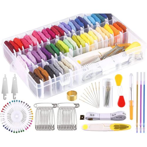 Asas-158 Pièces Fil À Broder 57 Couleurs Fils À Broder Et Kits D'outils De Point De Croix Pour La Fabrication De Fils De Bracelets D'amitié Avec Boîte De Rangement