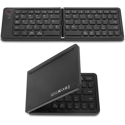 asas-Clavier Bluetooth Pliable,Mini Portable Clavier Sans Fil Avec Pavé Numérique,Rechargeable,Mini Clavier À Trois Volets,Pour Windows Ios Android Tablette Ipad-Noir