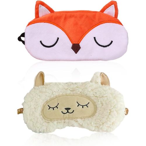 Asas-Maxquu Lot De 2 Masques De Sommeil Pour Les Yeux D'animaux,3d,Pour Femme Et Enfant,Polyester,Orange Et Beige,Pull-On,Occultant,Ergonomique 