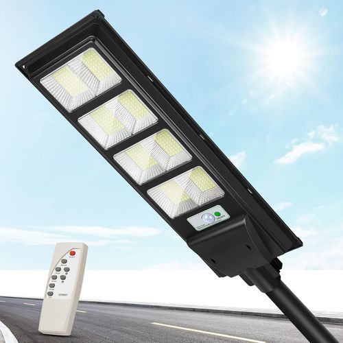 Asas-400w Lampadaire Solaire Exterieur Avec Détecteur De Mouvement & Télécommande,Projecteur Led Solaire Ip65,Réverbère 432 Led Blanc Froid 6500k Pour Rue,Cour Et Jardin