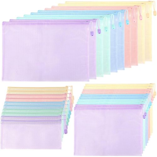 Asas-Lot De 30 Pochettes À Fermeture Éclair-Format A4 + A5 + A6-Porte-Documents Avec Fermeture Éclair-Pour L'école,Les Voyages,La Maison,Le Bureau