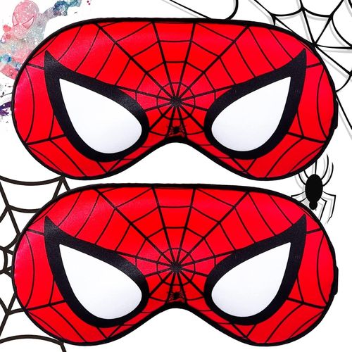 Asas-2 Pièces Masque De Nuit Dessin Animé,Masque Sommeil Conception De Dessin Animé,Masque De Sommeil Mignon Cartoon,Masque Dormir,Pour Le Sommeil Des Enfants,La Soirée Pyjama (Rouge) 