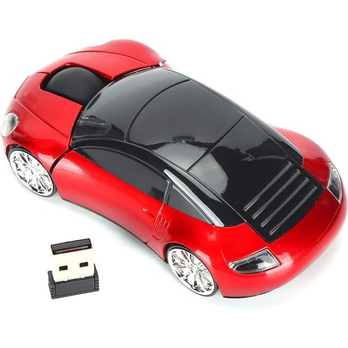 asas-Souris De Voiture Sans Fil Usb 2,4 G,Souris En Forme De Voiture De Sport 1600 Dpi Utilisant La Technologie D'Économie D'Énergie Intelligente,Souris De Jeu Avec Récepteur Usb Pour Pc,(Rouge)