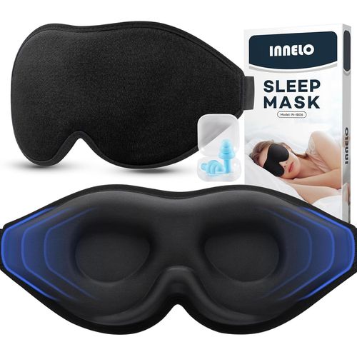 Asas-Masque De Sommeil 3d Pour Dormeurs Latéraux,100% Anti-Lumière,Confortable Pour Femmes Et Hommes,Avec Pochette & Bouchons D¿Oreilles,Avion,Bureau,Noir