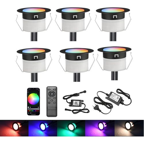 Asas-Wifi Spot Led Encastrable Extérieur Rgbw Ø45mm 12v Rgb/Blanc Chaud Contrôleur Étanche Ip67 Led Lumières De Terrasse Pour Patio Path Steps De Jardin Avec Télécommande