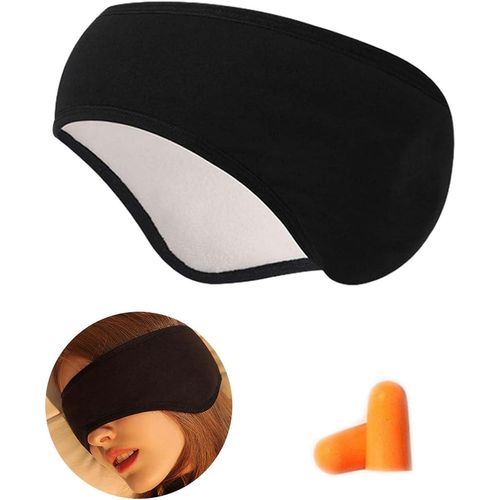 Asas-Masque De Nuit Coton,Livré Avec Des Bouchons D'oreilles Cache Yeux Pour Dormir,Réglable Masque Sommeil,Masque Yeux Pour Dormir,Les Siestes,La Méditation,Les Voyages (Noir) 