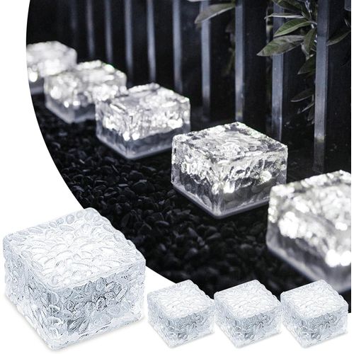 Asas-Lot De 4 Pavés Solaires En Verre Pour Extérieur,Lumière Blanche Froide Marche/Arrêt,Éclairage De Chemin Étanche Pour Terrasse,Jardin,Cour,Chemin,Patio,7 X 7 X 5 Cm