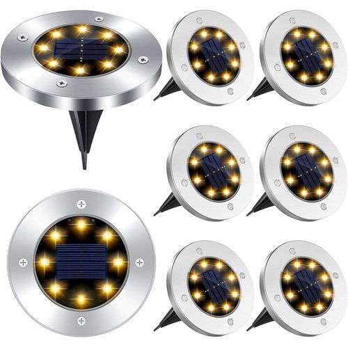 Asas-8 Led Lumière Solaire Extérieur,8 Pièces Lampe Solaires Jardin Au Sol Étanche Ip65,Spot Solaire Jardin Encastrable Lumière,Pour Passerelle Chemin Terrasse Cour Souterraine Encastrer Pelouse