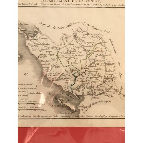 Carte Très Rare De 1802 (An X Du Calendrier Républicain) Par Chanlaire Et Herbin Représentant Le Département De Vendée. Dimensions 22x27 Très Bon État 