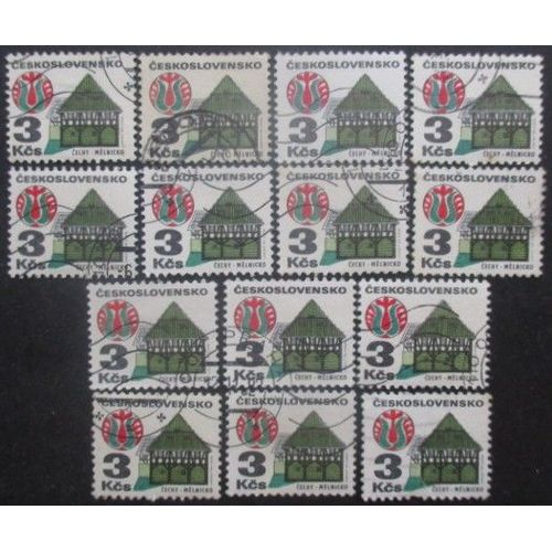 Tchecoslovaquie N°1920a X 14 Fluo Oblitéré Cote 16 Euros