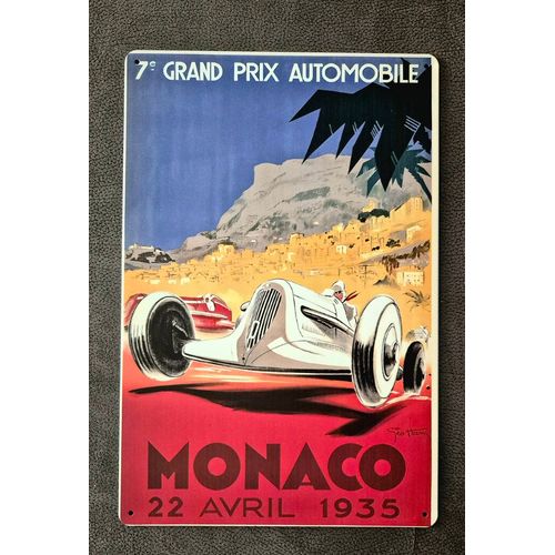 Plaque métallique décorative vintage Grand prix de Monaco 1935
