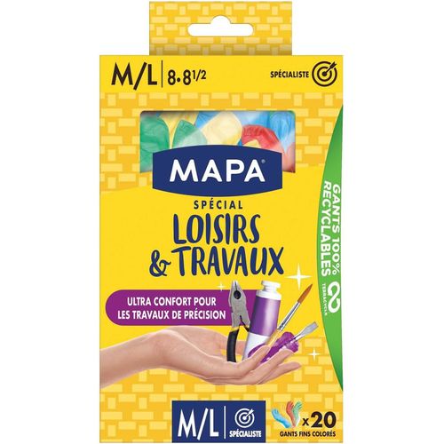 LETNERNY-Spécial Loisirs & Travaux - Gants Fins En Vinyle Poudrés - Recyclables Avec Terracycle - Confort Et Dextérité - Boîte De 20 Gants - Taille M/L