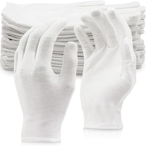 Letnerny-Gants Coton Blanc, 9 Paires Gants Blancs En Coton, Doux Et Souples, Pour Mains Sèches, Dermatologique, Hydratation, Bijoux Travail