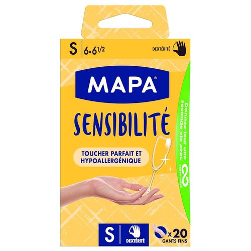 LETNERNY-Sensibilité - Gants Fins En Vinyle Non Poudrés - Recyclables Avec Terracycle - Hypoallergéniques - 1 Boîte De 20 Gants - Taille S, Ecru