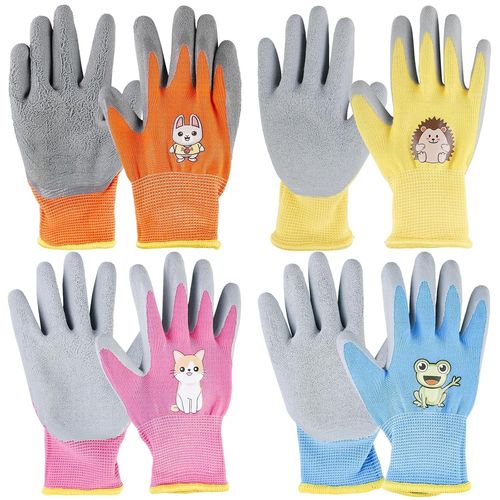 Letnerny-Gants De Jardinage Pour Enfants, 4 Paires De Gants De Travail Pour Enfants, Gants De Protection Antidérapants Pour Filles Et Garçons De 3 À 13 Ans, Revêtement En Caoutchouc Mousse, Gants De
