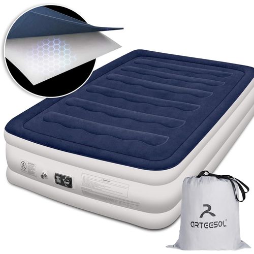 wagner-Matelas Gonflable 2 Personnes Electrique-Lit Gonflable 2 Place Gonfleur Entegre Edéal Chambre D'Amis Et En Camping Avec Couche De Flocage Et Sac De Rangement
