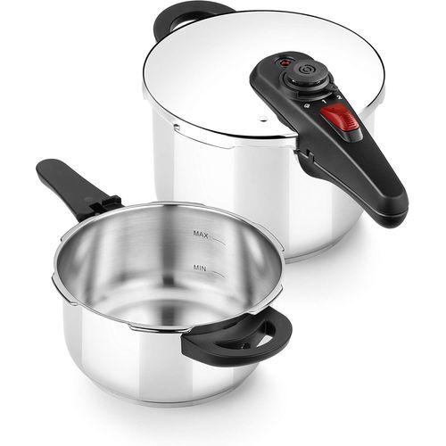 ytseazn-Allure|Ensemble Duo D'Autocuiseurs Rapides De 4+6 Litres,Acier Inoxydable 18/10,Avec 2 Programmes De Cuisson Et Système De Verrouillage D'Ouverture,Adaptés À Tous Types De Cuisinières