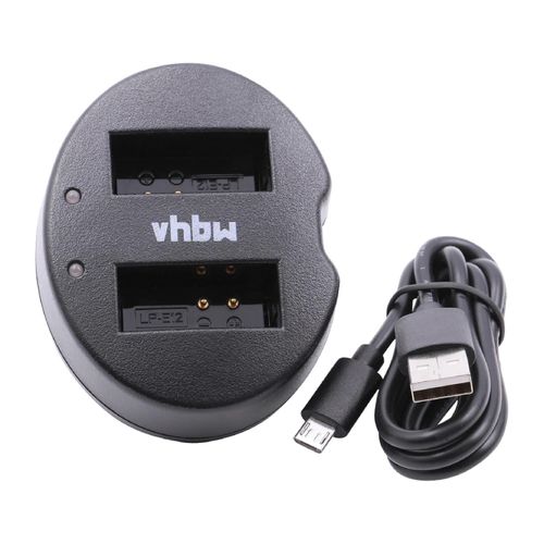 Chargeur double USB vhbw compatible avec Canon EOS M10, M, M50, M200, 100D, Kiss X7, M50 Mark II, M2, 100, M100 Appareil photo/batterie - Boîtier de charge, Indicateur de charge
