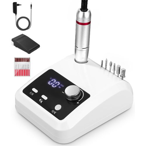 Letnerny-Ponceuse Pour Ongles, 6 En 1 Ponceuse Pour Ongles Professionnel, 45,000 Rpm Ponceuse Ongle, Avec P¿¿Dale Lime A Ongle Electrique, Ponceuse Ongles, Pour Des Cadeaux Amis Et ¿¿ La Famille (Blanc