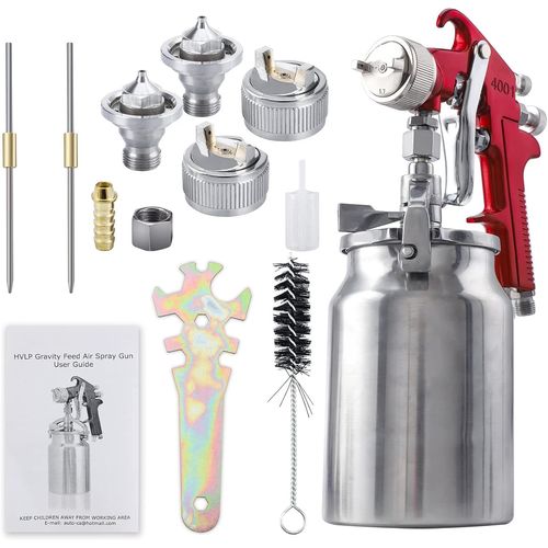 Locke-Siphon Pistolet À Peinture Avec Buse De 1,3/1,8/2mm Et Tasses De Peinture De 1000 Cc,Pulvérisateurs Pour Camions,Meubles,Clôtures Et Voiture