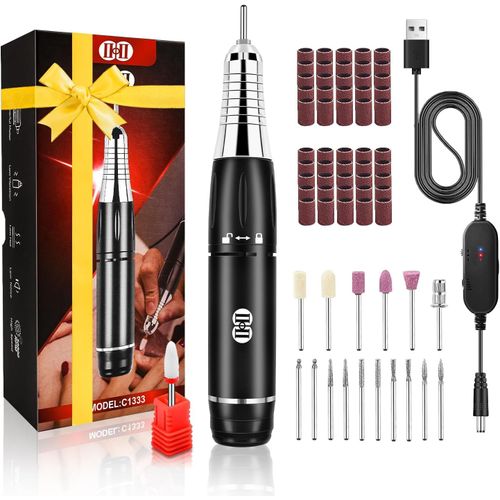 LETNERNY-Ponceuse Pour Ongles Professionnel, 30000 Rpm Lime A Ongle Electrique (65Pcs Set Manucure Pedicure Electrique/ Machine Onglele Ponceuse) Pour Acrylique Gel Cuticule Salon Masion Noir