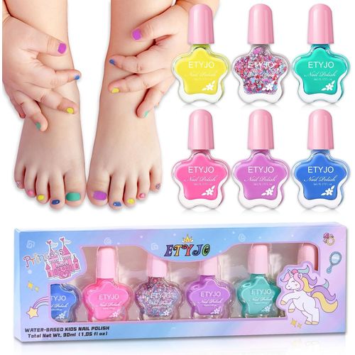 LETNERNY-Vernis Enfant - 6 Couleurs Peel-Off Vernis Enfant ¿¿ L'Eau, S¿¿chage Rapide Vernis Enfant Fille Non Toxique, Kit De Cadeaux Pour Enfants Adolescente Filles