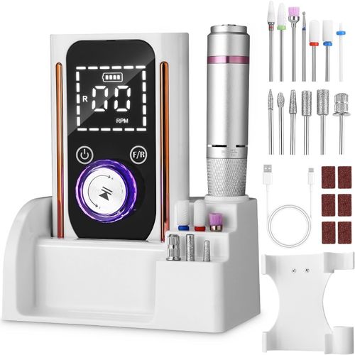 LETNERNY-Ponceuse Pour Ongles Professionnel, 45000Rpm Lime Electrique Ongle, 13 En 1 Ponceuse Manucure, Ponceuse Ongle Semi Permanent, Ponceuse Ongle Portable Pour Polis , Callosit¿¿s, Pedicure