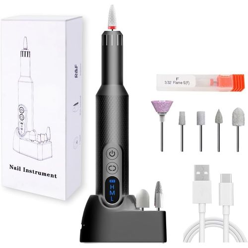 Letnerny-Lime A Ongle Electrique, Ponceuse Pour Ongles Professionnel Pour Manucure Et P¿¿Dicure 20 000 Tr/Min, Avec Base De Charge Sans Fil Et 6 Forets 