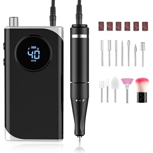 Letnerny-Ponceuse Pour Ongles Professionnel Electrique, 40000 Rpm Lime A Ongle Electrique Nail Drill, Silencieuse Et Sans Vibration Salon, Maison