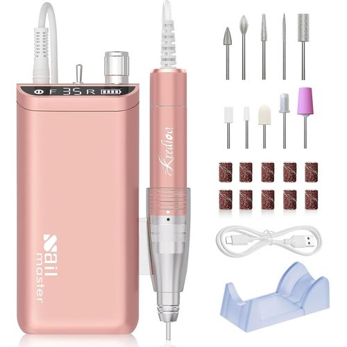 Letnerny-Ponceuse Pour Ongles 35000 Tours Professionnelle Portable Electrique Avec Affichage Led Et 10 Embouts Pour Manucure P¿¿Dicure Retirer Vernis/Gel/Acrylique 
