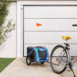 Vidaxl Remorque De Vélo Pour Animaux De Compagnie Bleu Et Gris