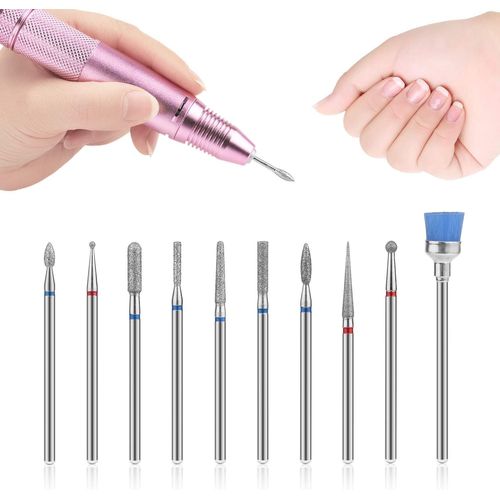 Letnerny-10 Pièces Embouts De Ponceuse À Ongles Lime Ongles Électrique Bits Pour Manucure Et Pédicure,Nail Drill Bits Cuticule Cleaner Gel Enlever Grinding Heads Outils À Ongles 