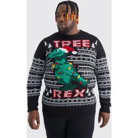 Grande taille Pull de No l imprim arbre homme noir XXL