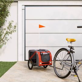 Vidaxl Remorque De Vélo Pour Animaux De Compagnie Orange Et Gris