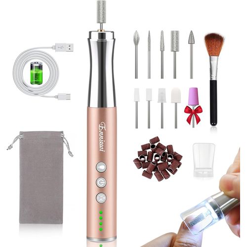 Letnerny-Kit Manucure Et Pedicure, Ponceuse Pour Ongles Professionnel 3 Vitesses, Kit De Soin Des Ongles Electrique Avec Batterie, Led Lumière Et 11 Accessoires Pour Le Soin Mains Et Pieds 