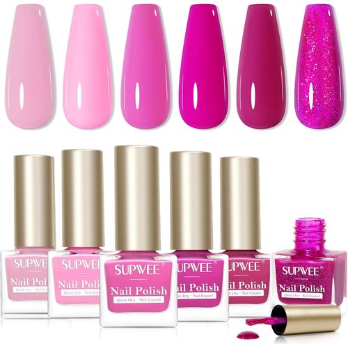 Letnerny-Vernis À Ongles 6 Couleurs Longue Tenue Nude Rose Rouge Vernis À Ongles À Base D'huile Vernis À Ongles Pailleté Séchage Rapide Pas Besoin De Lampe Uv Gel À Ongles Pour